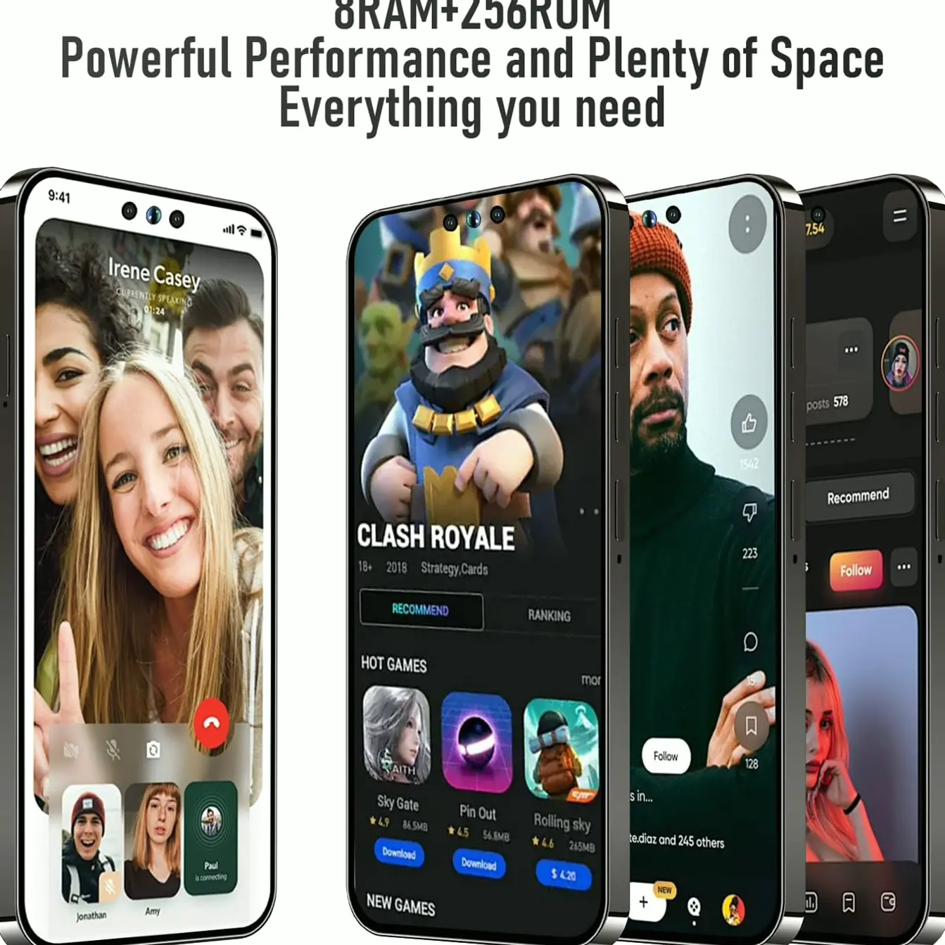 Unlocked I14 Pro Max Smartphone 8GB+256GB Mobile Device 24MP+50MP Cam 6000mAh Power 6.7-inch HD Display 4G 2 SIM