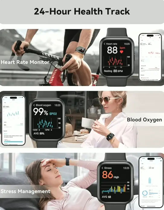 Smart Timepiece for Guys & Ladies with Alexa, Calls, Fitness Monitor, Waterproof