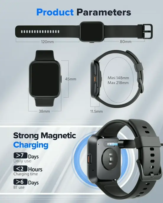 Smart Timepiece for Guys & Ladies with Alexa, Calls, Fitness Monitor, Waterproof