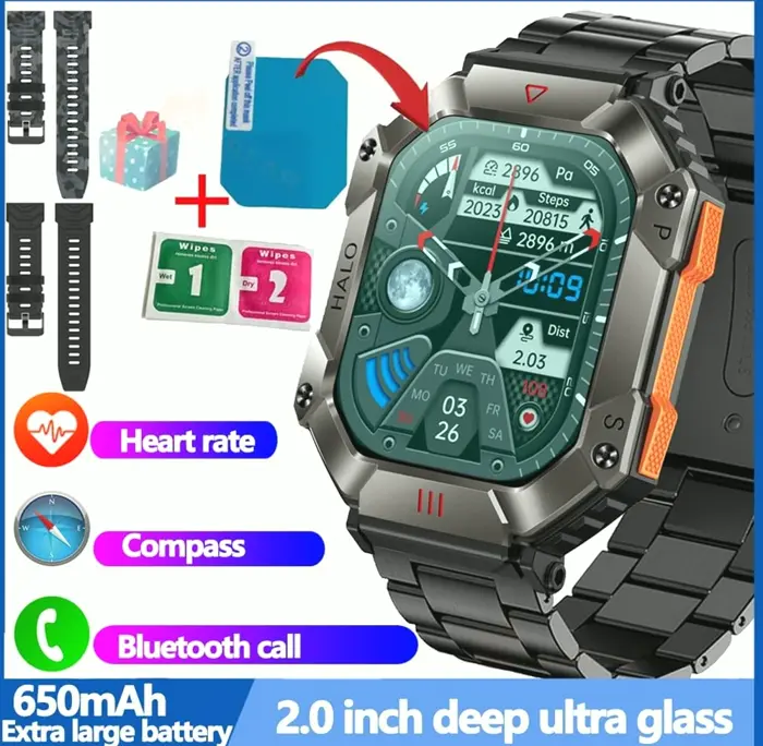 Next-Gen Army Wearable for Guys, Brand Wireless Dial Call-Handling, Big Display, Rugged Fitness Tracker, High-Capacity Battery