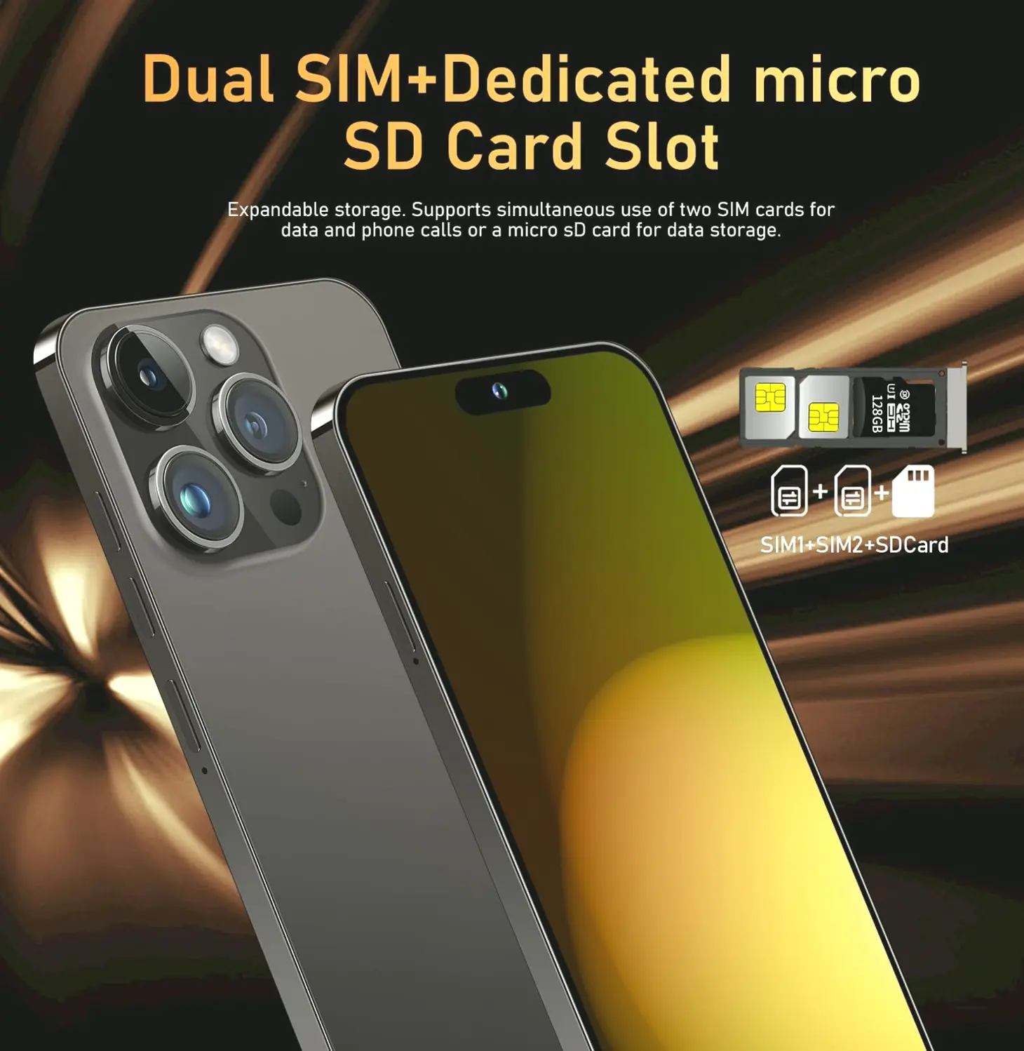 Unlocked I14 Pro Smartphone with Large Battery (Black C)