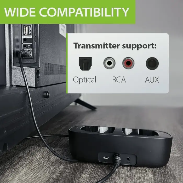 Avantree Wireless Headphones for TV Viewing with Charging Dock