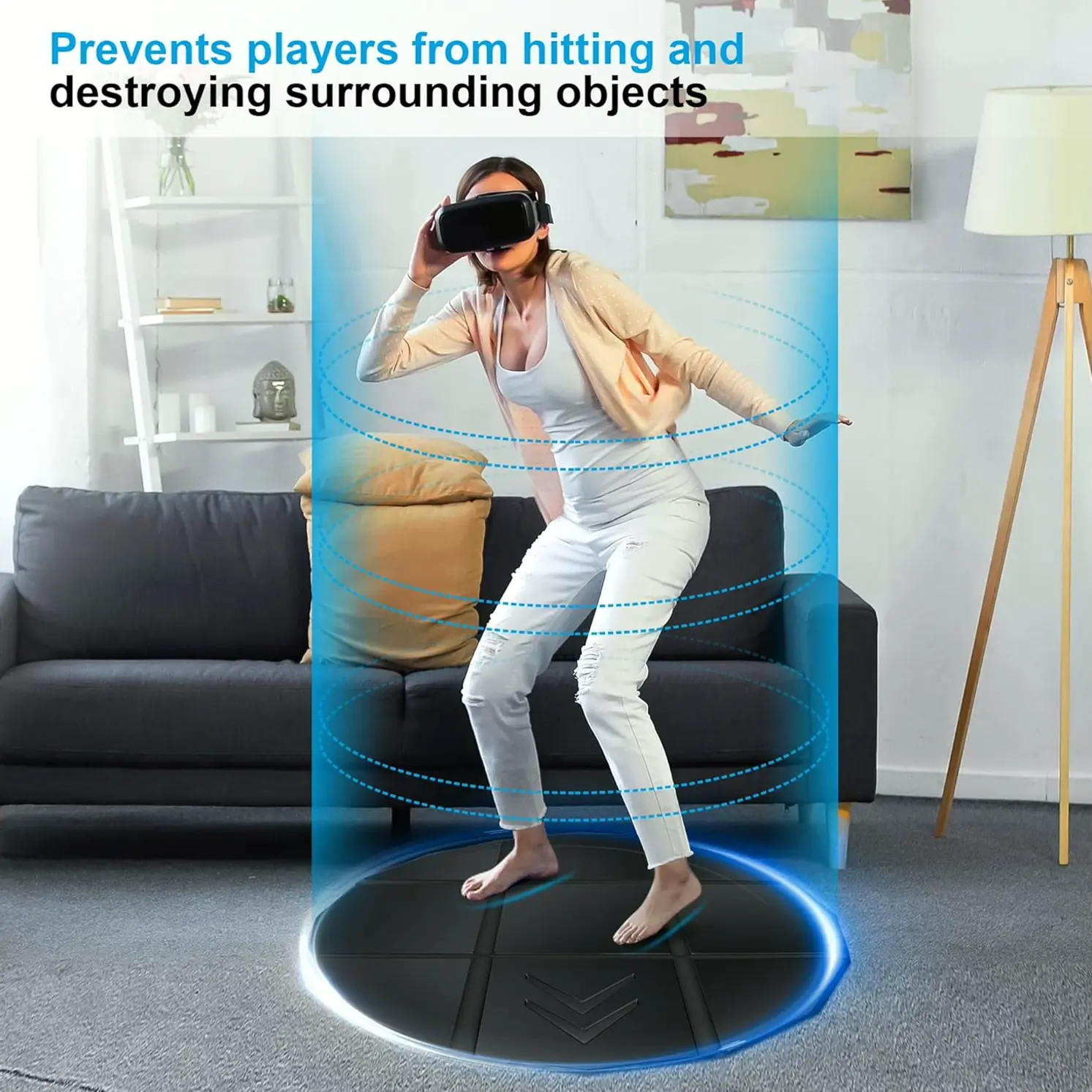Compact Virtual Reality Floor Pad - 39.5" Anti-Skid Circular