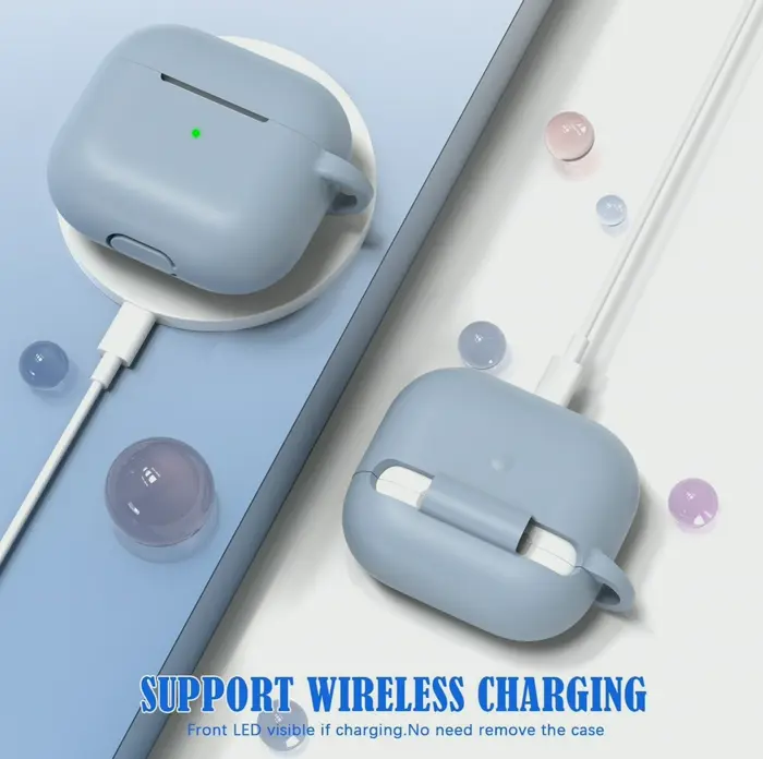 AirPods 3rd Gen Case, Military-grade Silicone Shock-Absorbing with Keychain