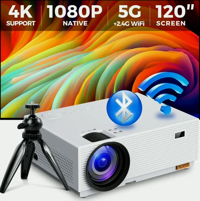 Mini Projector Featuring Dual-Band WiFi and Bluetooth