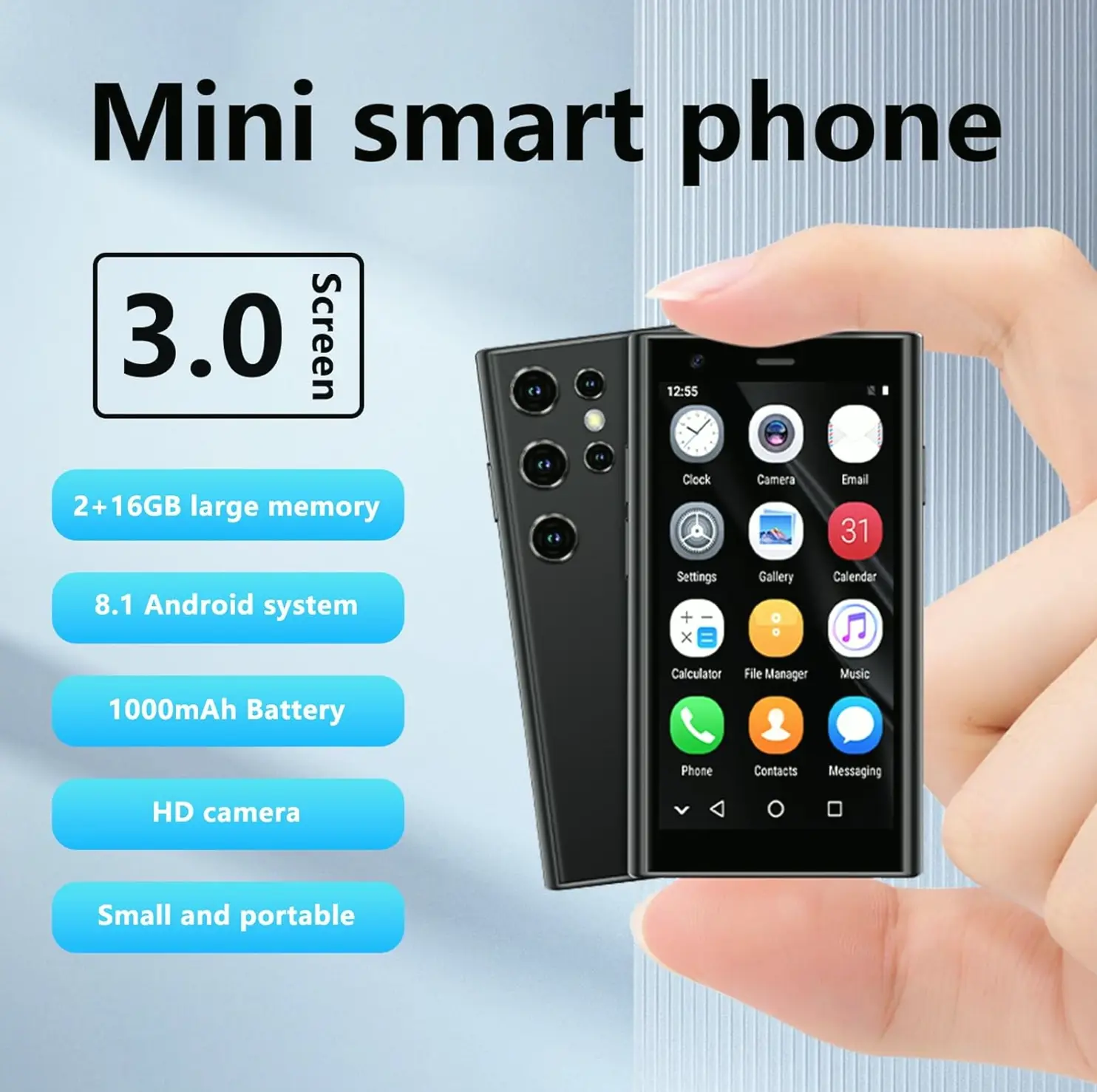 Compact Smartphone Unlocked Child-Friendly Three-Inch HD Screen 16GB Storage Portable Phone