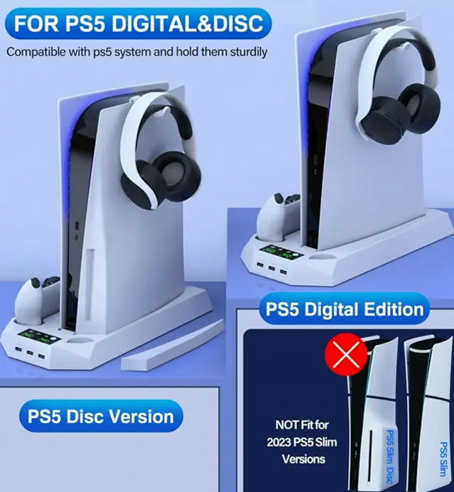 PS5 Stand with Cooling & Charging Dock