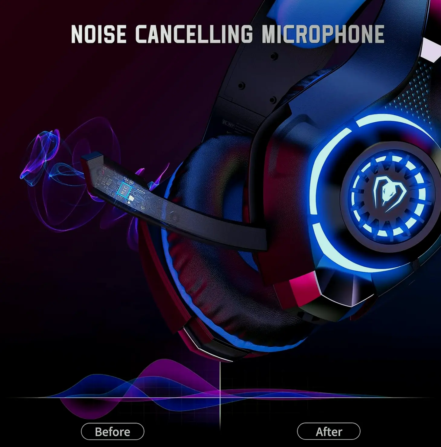 Gaming Headphones for Computers, Switch, Smartphone, with Noise Canceling Mic, Bass Sound