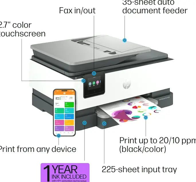 HP OfficeJet Pro Eight-One-Three-Nine-e Wi-Fi Color Inkjet Printer