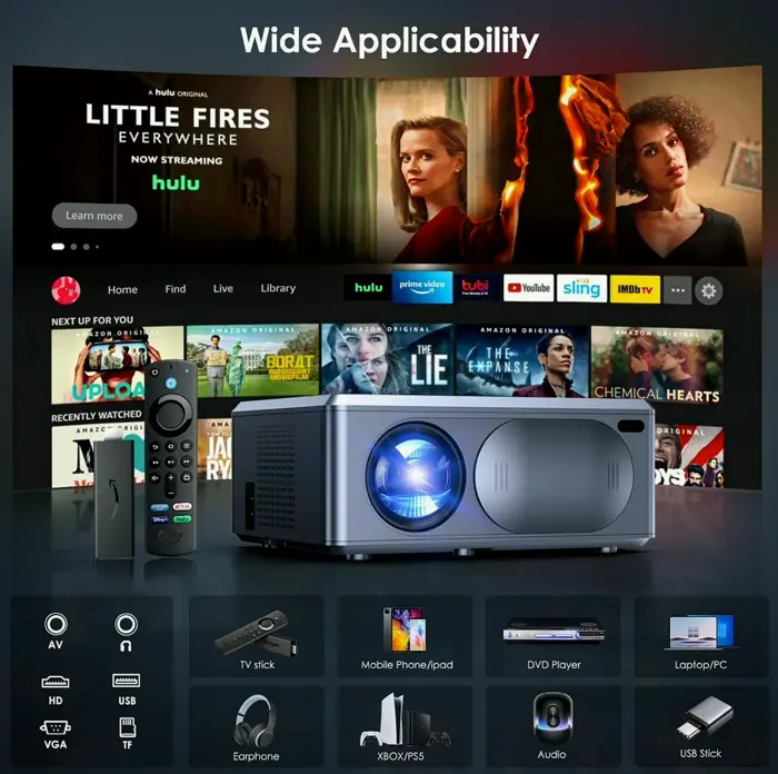 4K Portable Projector and 5G WiFi & Bluetooth