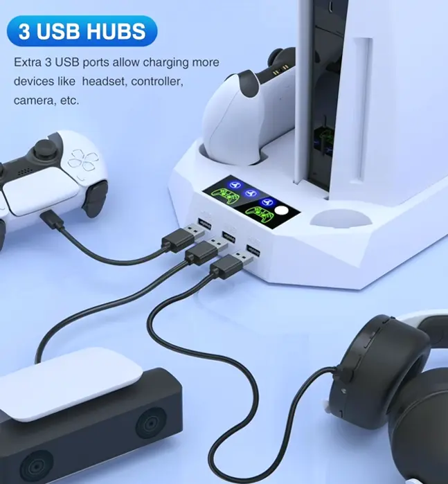 PS5 Stand with Cooling & Charging Dock