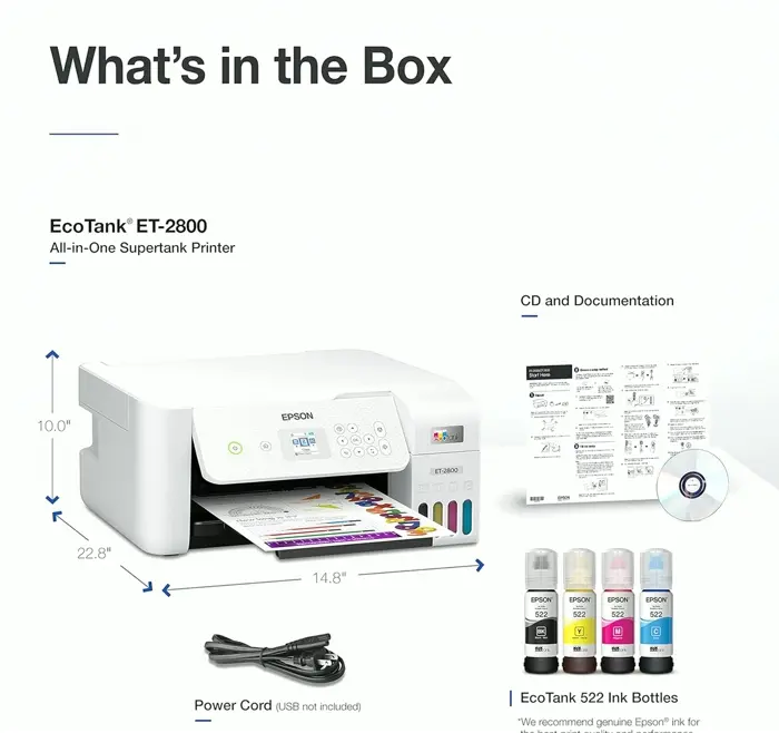Epson's EcoTank ET-2800 Colored Printer Wireless All-in-One Unit