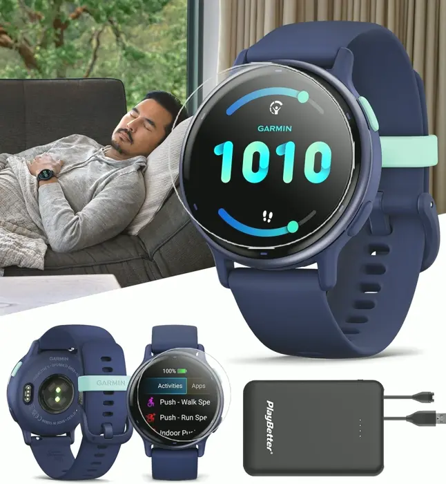 BetterPlay Garmn vivo V (Metallic Navy) Health GPS Smartwatch, Pack Bundle