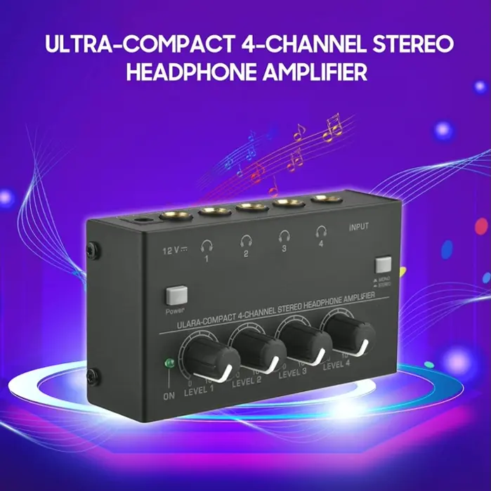 Compact 4-Channel Audio Headphone Amp