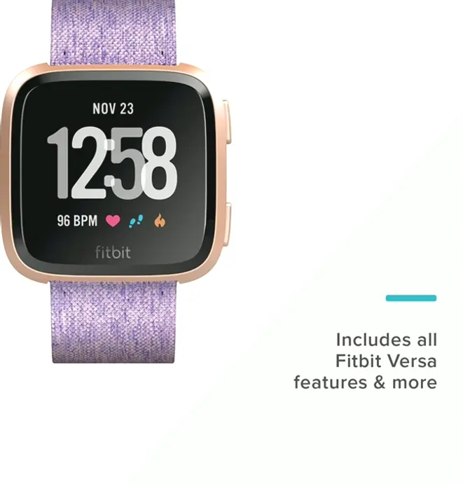 Fitbit Versa Edition Watch, Lavender Fabric, Single Fit