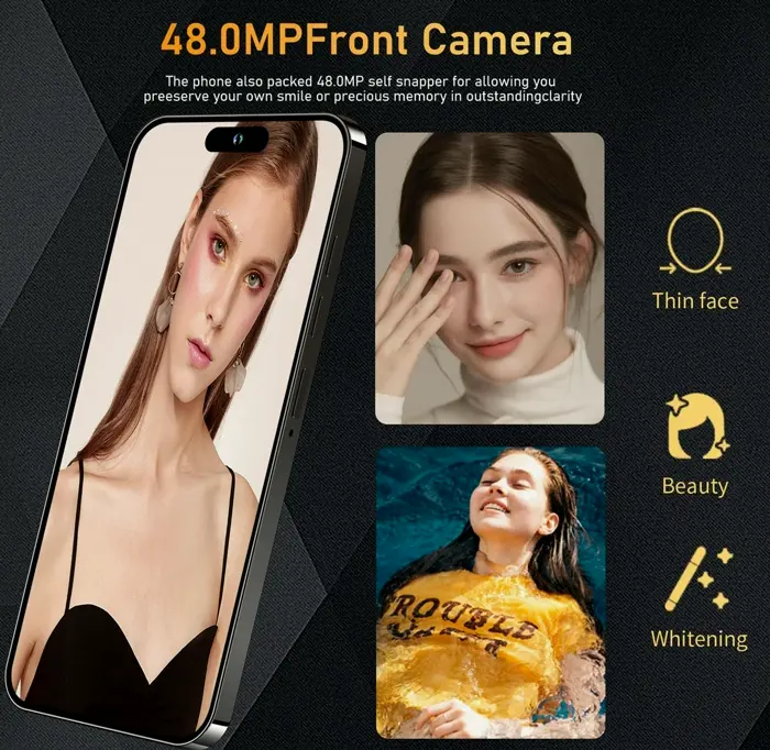 Unlocked I14 Pro Smartphone with Large Battery (Black C)