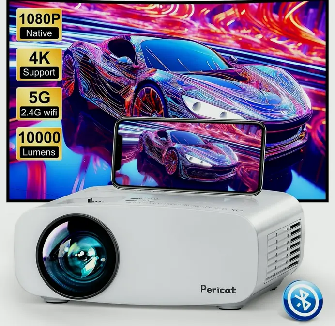 High-Speed WiFi BT Projector, Full HD Portable Cinema