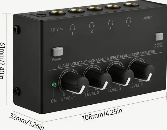 Compact 4-Channel Audio Headphone Amp