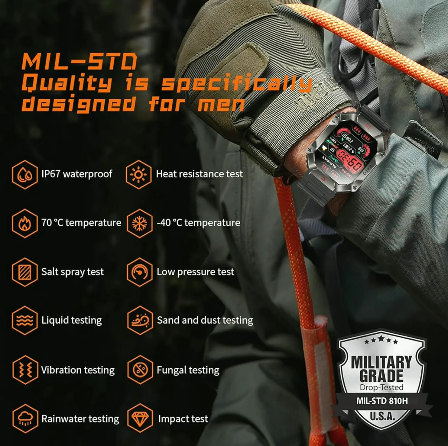 Next-Gen Army Wearable for Guys, Brand Wireless Dial Call-Handling, Big Display, Rugged Fitness Tracker, High-Capacity Battery