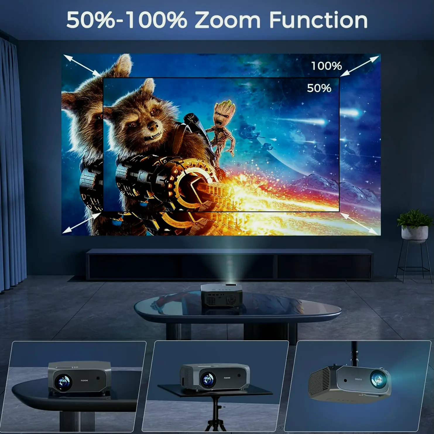 Projector 12000L with 5G/WiFi and Bluetooth 1080P/4K Support