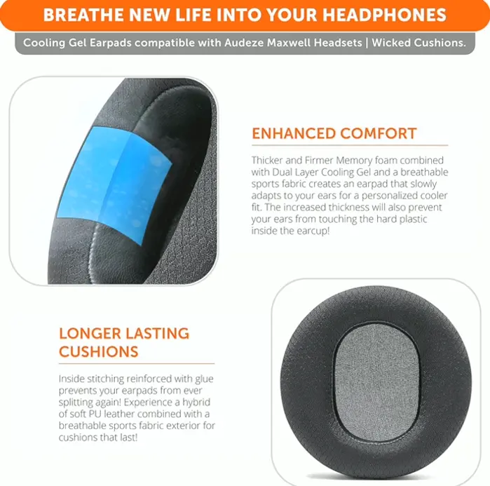 Wicked Cushions Cooling Gel Earpads for Audeze Cans