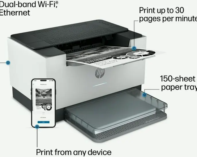 HP Laser Printer Fast Printer Wireless Device Ideal for Small Offices