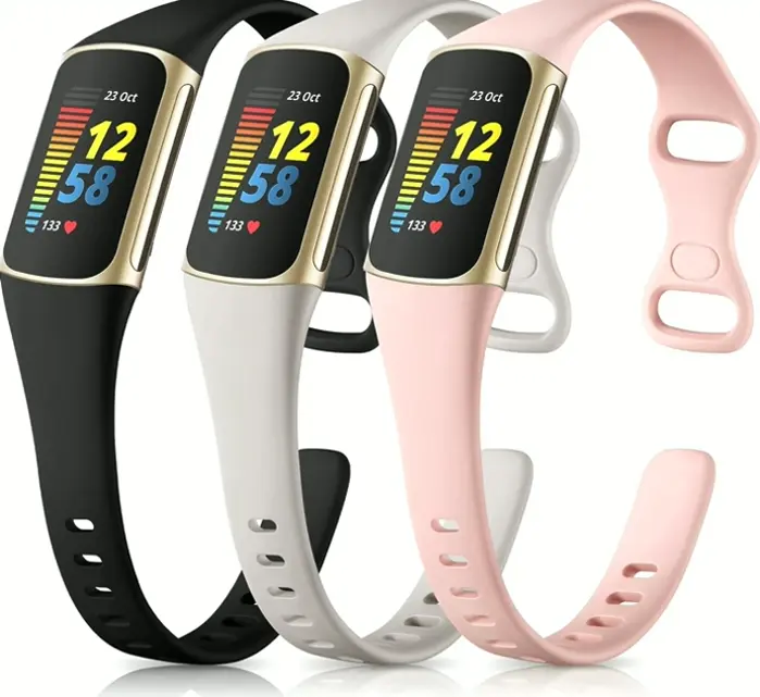 Flexible Bands for Fitbit 5/6, Soft Workout Pack 3