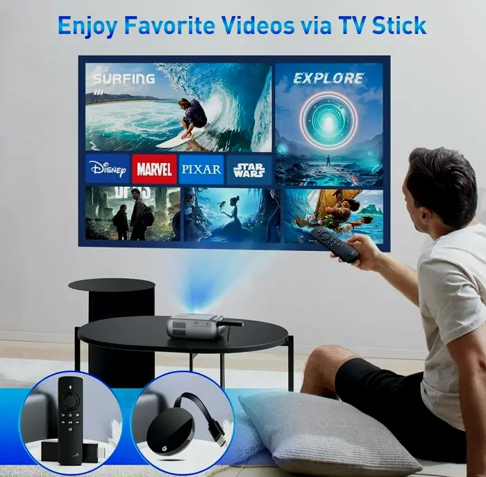 Mini Projector featuring WiFi, Portable HD Beamer ideal for Home Theater