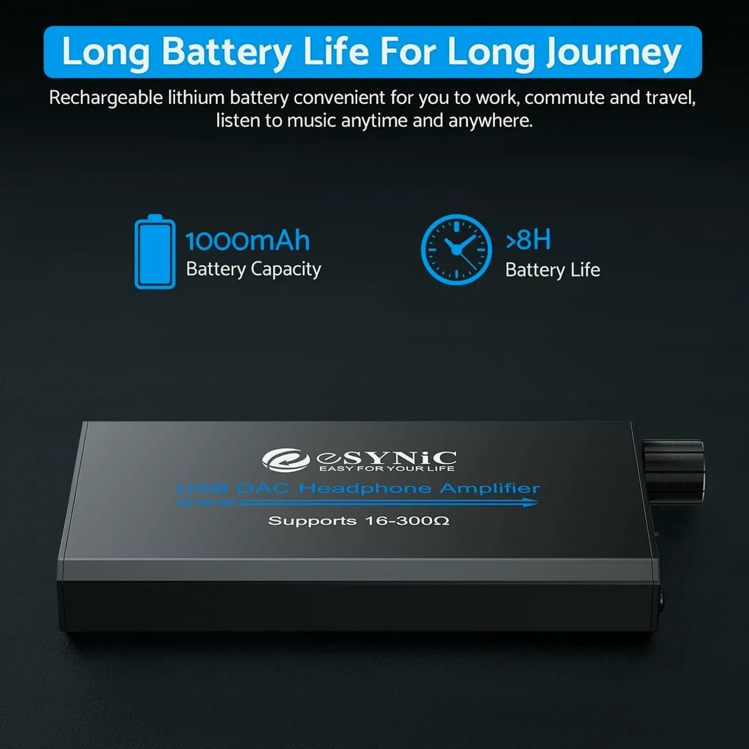 ESynic Mini Digital-to-Analog Converter Headphone Amplifier Portable Headphone AMP