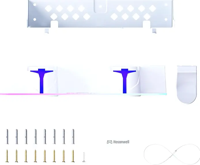 Hosanwell PS5 Wall Bracket with Charger, Customizable Lighting, White