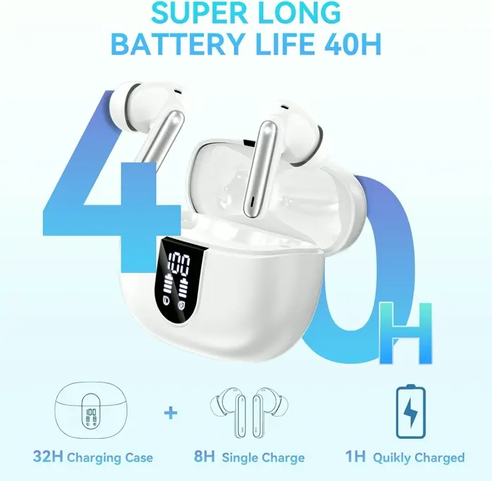 Wireless 5.3 Headphones Deep Bass Long Playtime