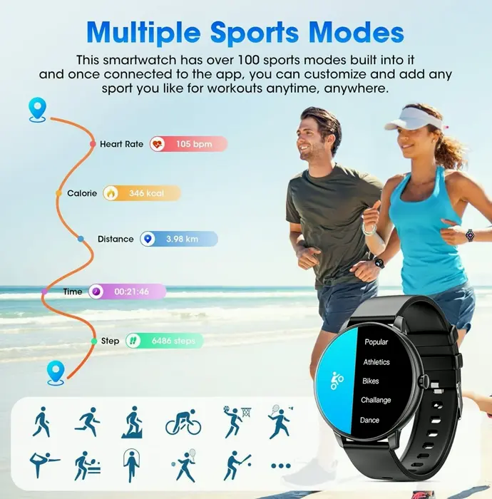 Smart Wristwatch for Guys and Ladies (Receive/Initiate Calls)