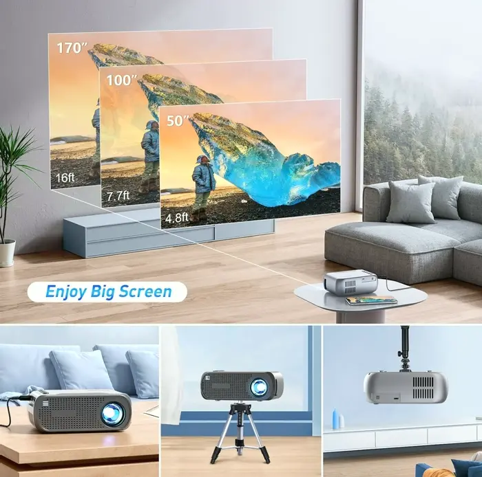 Mini Projector featuring WiFi, Portable HD Beamer ideal for Home Theater