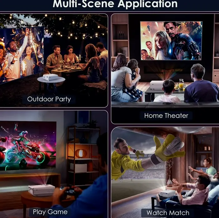 YOWHICK Beamer with Dual-Band Wireless & Bluetooth, Full HD 4K Support