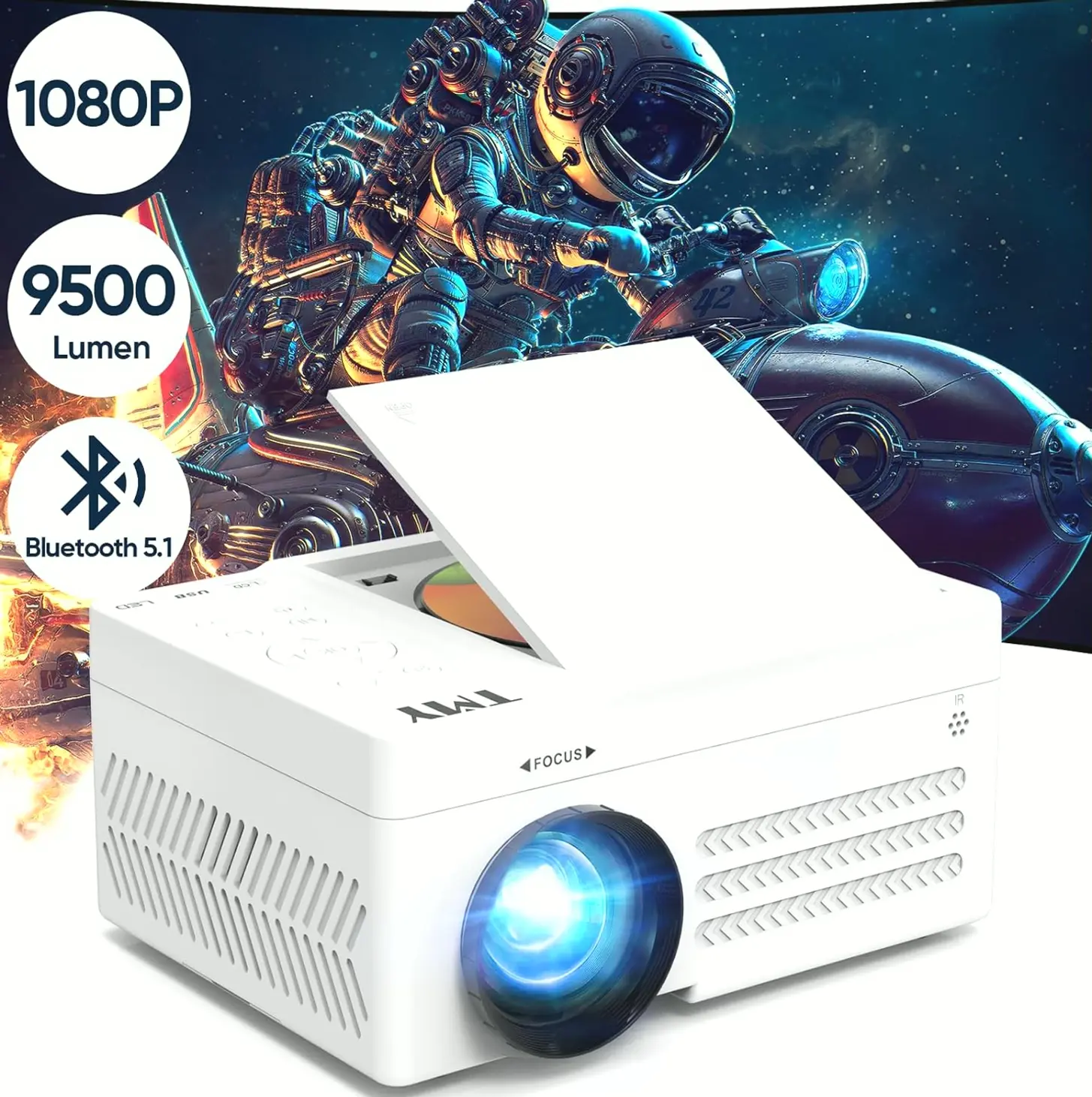 Brand Bluetooth Projector with Integrated DVD Player, HD Compact Projector