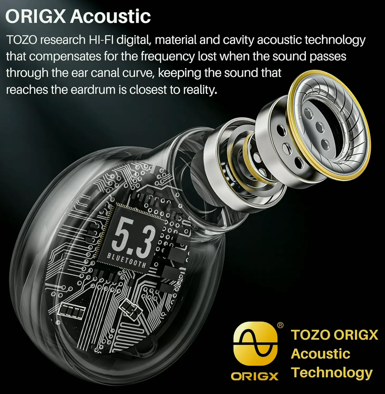 TOZO T6 Classic Edition Wireless Earbuds BT 5.3 Headphones & Charging Case