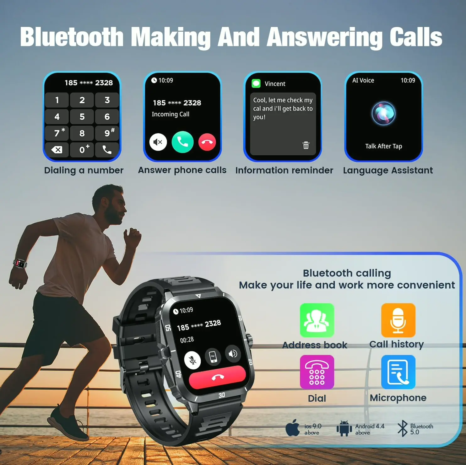 Male Smartwatch for Droid and iOS Phones