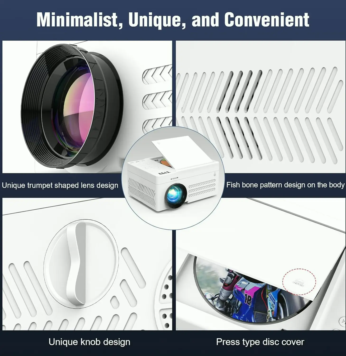 Brand Bluetooth Projector with Integrated DVD Player, HD Compact Projector