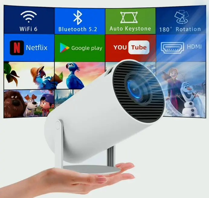 Portable Projector with WiFi & Bluetooth for Home Use