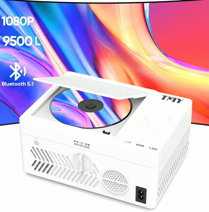 Brand Bluetooth Projector with Integrated DVD Player, HD Compact Projector