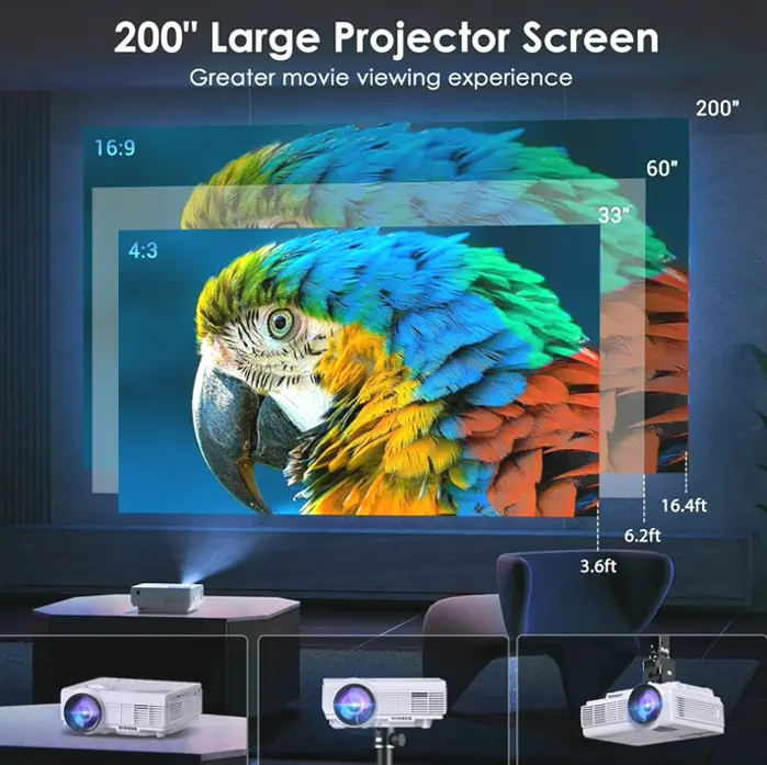 YOWHICK Beamer with Dual-Band Wireless & Bluetooth, Full HD 4K Support