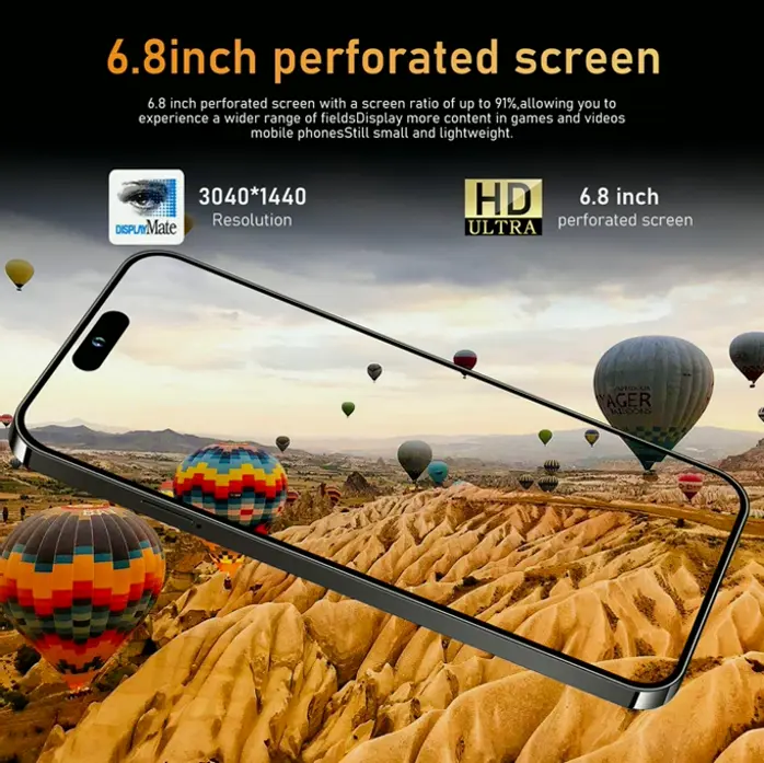 Unlocked I14 Pro Smartphone with Large Battery (Black C)