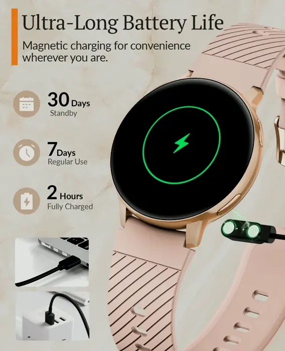 Ladies' Smart Watch, Fitness Tracker featuring Calls, 1.39'' Screen, Blood Tracking, Water-Resistant