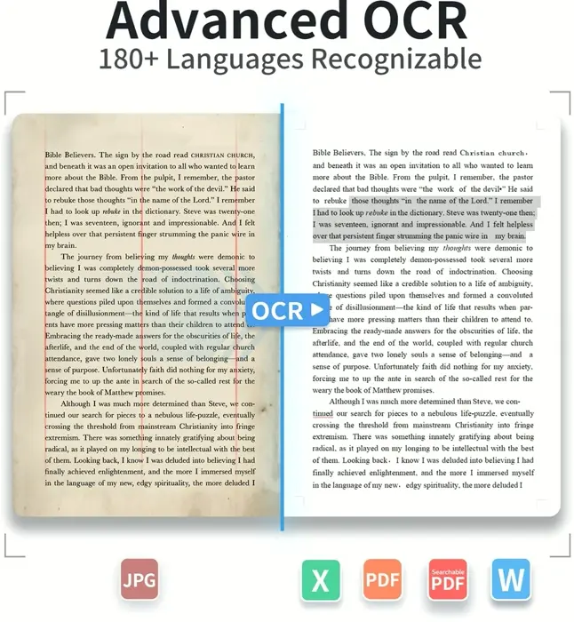 Shine Ultra Portable Document Scanner, USB Book Scanner with OCR