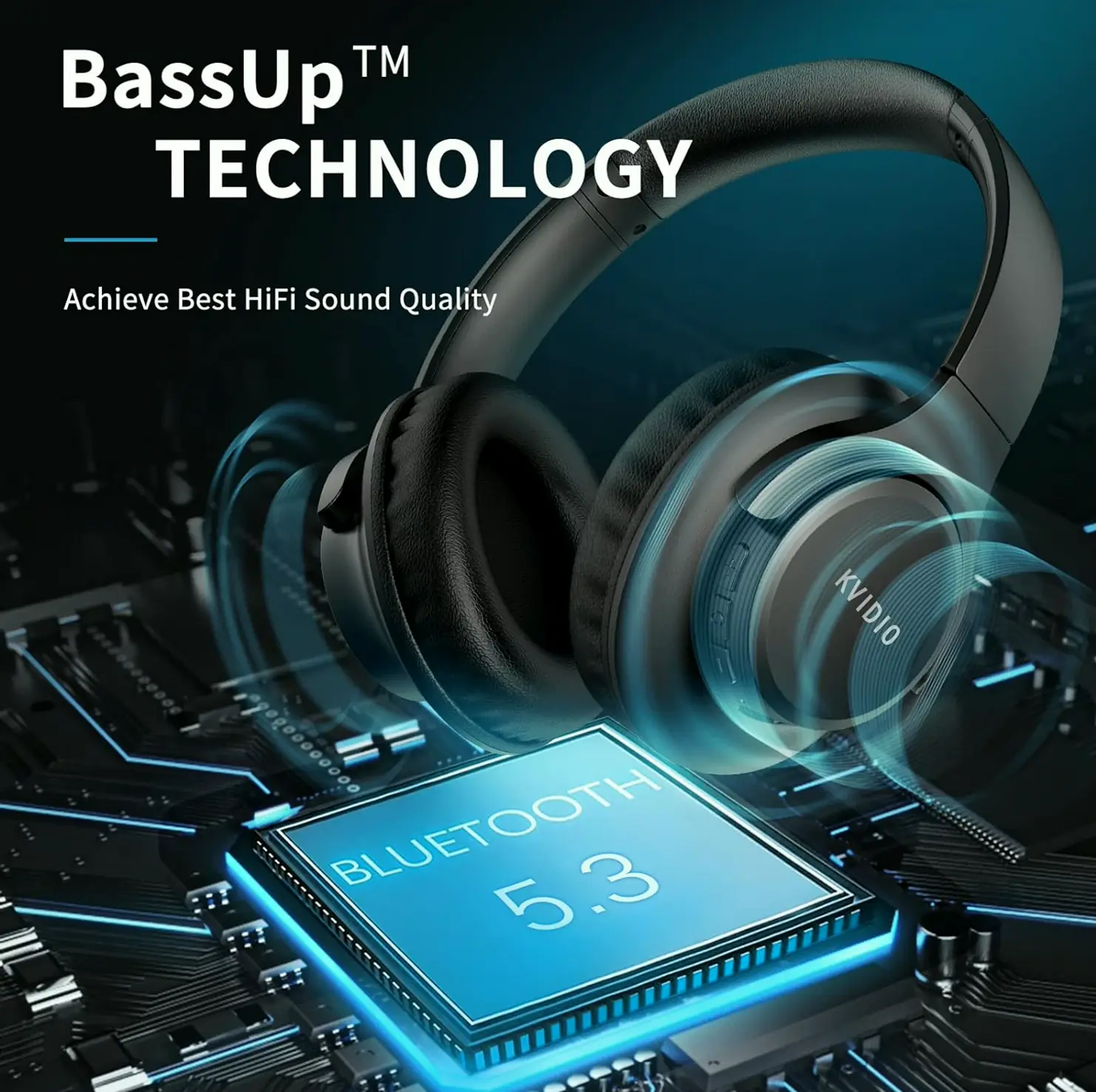 Upgraded Bluetooth Headphones, Long Battery Life