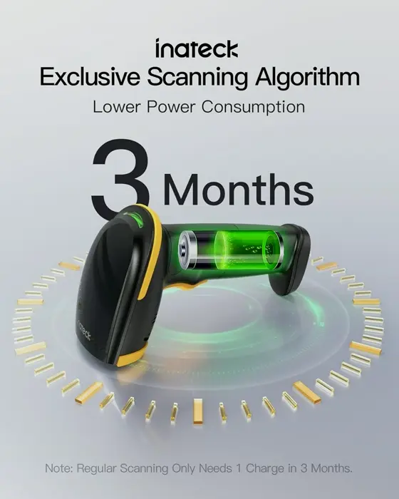 Inateck Cordless Bar Code Scanner with BT & Wired