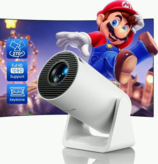 Tilt Mount Mini Projector with WiFi and Bluetooth, Compact HD Cinema Projector