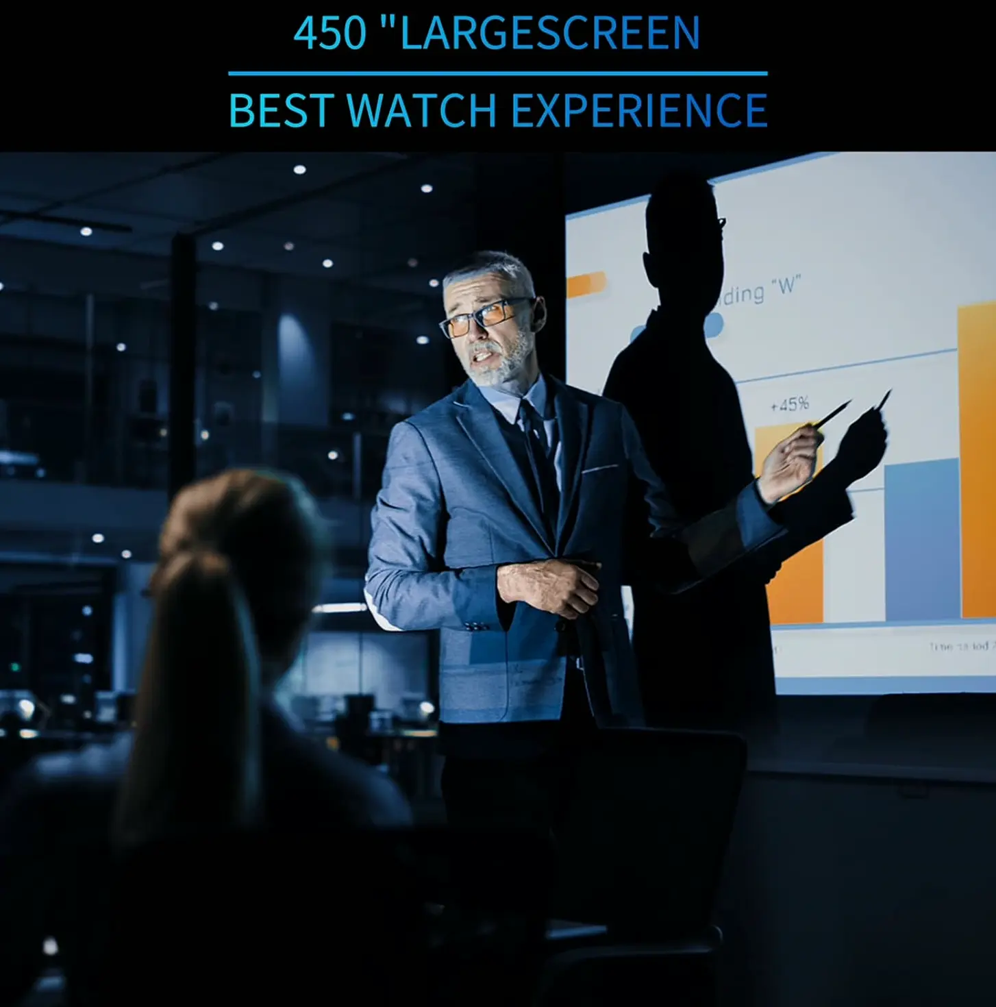 4K JIFAR WiFi Bluetooth Projector with 450" Screen